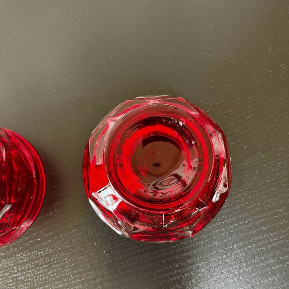 Vintage Viking Glass Ruby Red Georgian Honeycomb 2 Piece Fairy Lamp - Picture 3 of 6